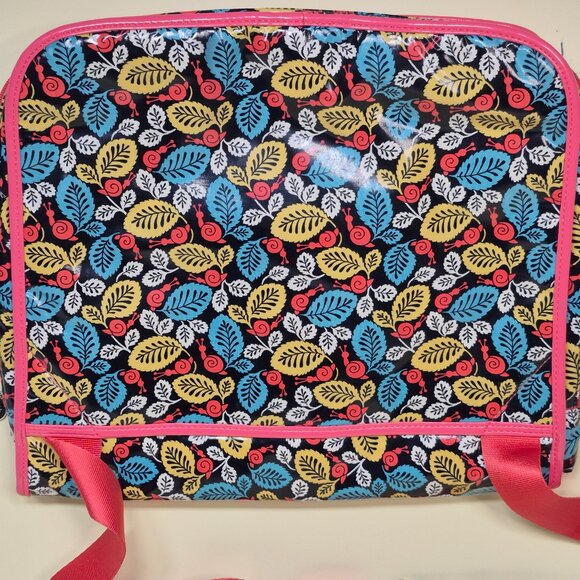 Vera Bradley Frill Messenger Bag Happy Snails Pink Leaf Vinyl - Picture 10 of 10